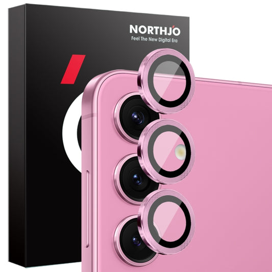 For Samsung Galaxy S25 5G NORTHJO Camera Lens Protector CD Metal Ring Tempered Glass Film(Pink) - Galaxy S25 5G Tempered Glass by NORTHJO | Online Shopping UK | buy2fix