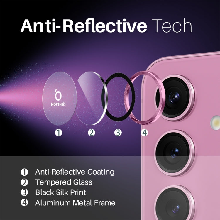 For Samsung Galaxy S25 5G NORTHJO Camera Lens Protector CD Metal Ring Tempered Glass Film(Pink) - Galaxy S25 5G Tempered Glass by NORTHJO | Online Shopping UK | buy2fix