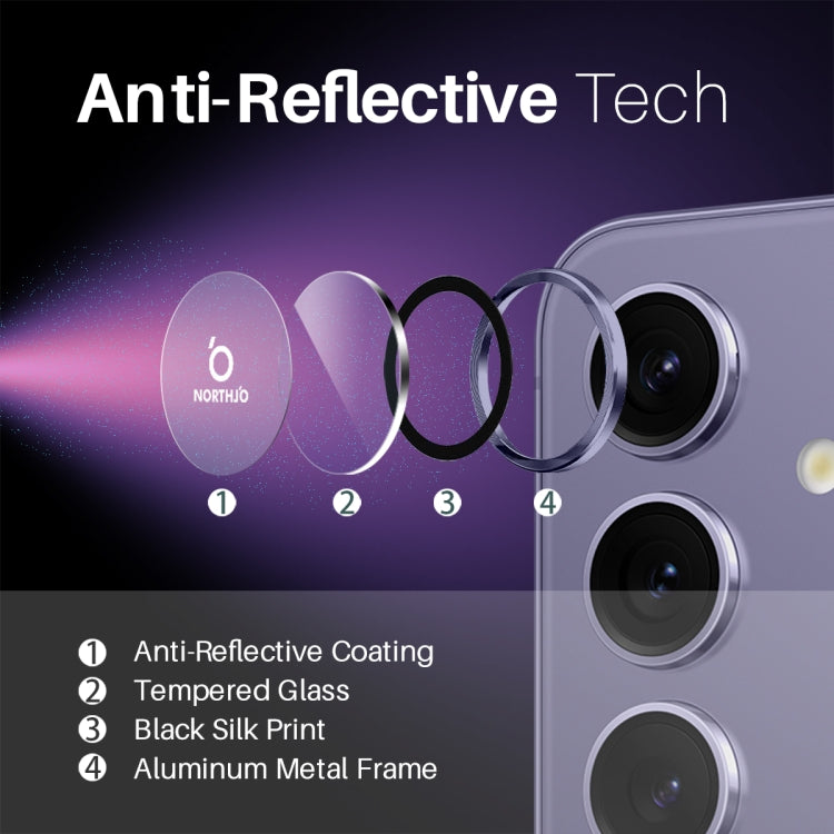 For Samsung Galaxy S25 5G NORTHJO Camera Lens Protector CD Metal Ring Tempered Glass Film(Purple) - Galaxy S25 5G Tempered Glass by NORTHJO | Online Shopping UK | buy2fix