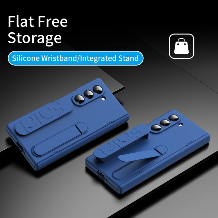 For Samsung Galaxy Z Fold6 5G Bazher Shell Film Integrated Holder Shockproof Phone Case(Blue) - Galaxy Z Fold6 5G Cases by buy2fix | Online Shopping UK | buy2fix