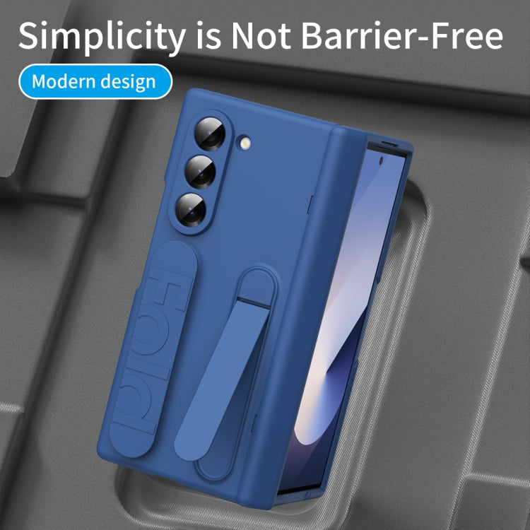 For Samsung Galaxy Z Fold6 5G Bazher Shell Film Integrated Holder Shockproof Phone Case(Blue) - Galaxy Z Fold6 5G Cases by buy2fix | Online Shopping UK | buy2fix