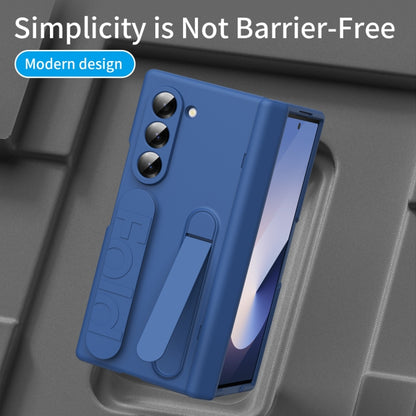 For Samsung Galaxy Z Fold6 5G Bazher Shell Film Integrated Holder Shockproof Phone Case(Blue) - Galaxy Z Fold6 5G Cases by buy2fix | Online Shopping UK | buy2fix