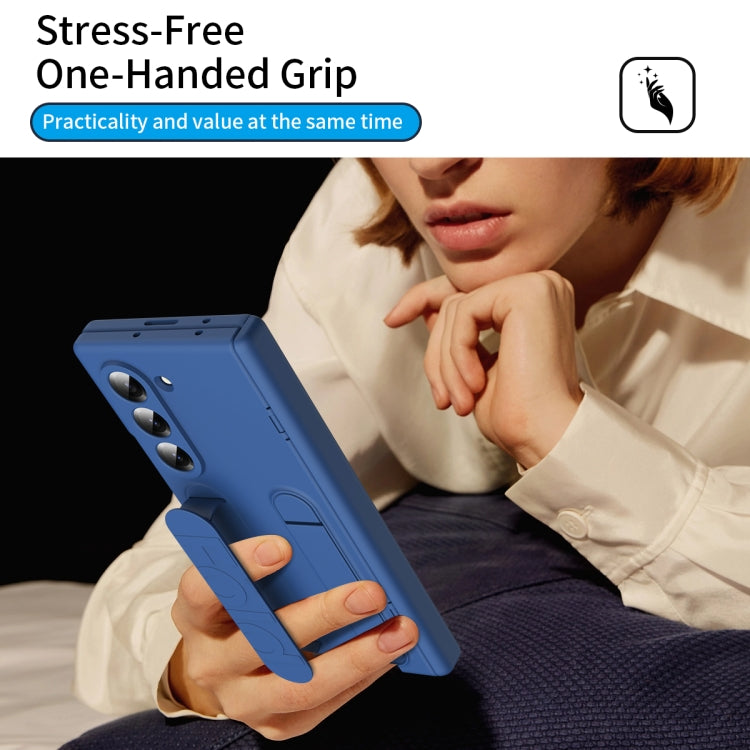 For Samsung Galaxy Z Fold6 5G Bazher Shell Film Integrated Holder Shockproof Phone Case(Blue) - Galaxy Z Fold6 5G Cases by buy2fix | Online Shopping UK | buy2fix