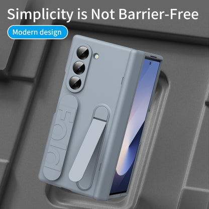 For Samsung Galaxy Z Fold6 5G Bazher Shell Film Integrated Holder Shockproof Phone Case(Grey) - Galaxy Z Fold6 5G Cases by buy2fix | Online Shopping UK | buy2fix