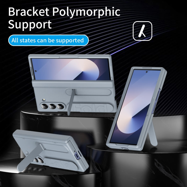For Samsung Galaxy Z Fold6 5G Bazher Shell Film Integrated Holder Shockproof Phone Case(Grey) - Galaxy Z Fold6 5G Cases by buy2fix | Online Shopping UK | buy2fix