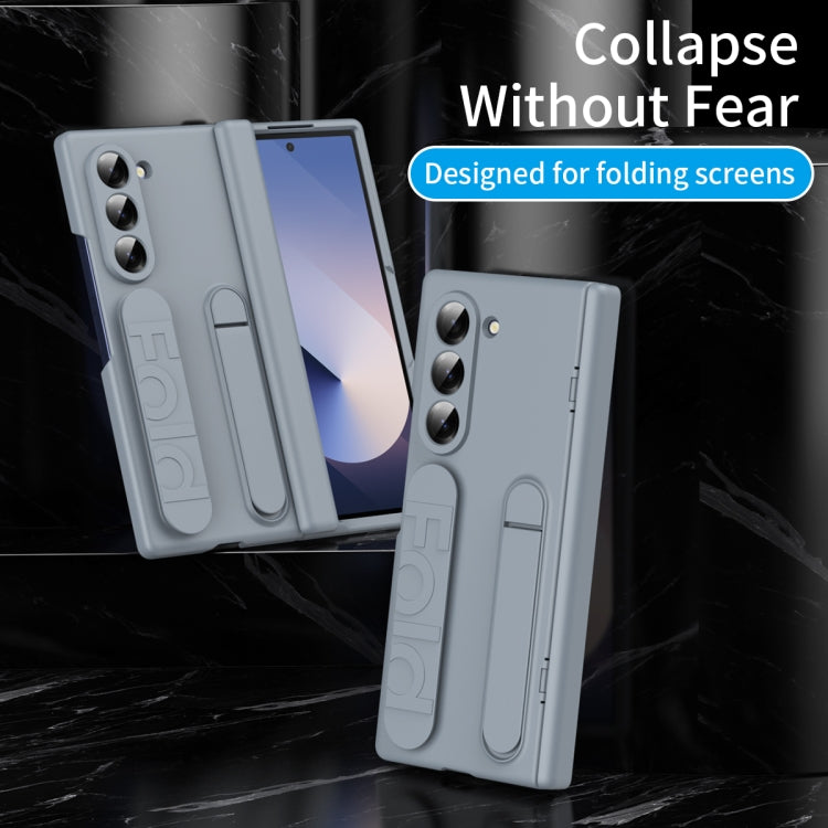 For Samsung Galaxy Z Fold6 5G Bazher Shell Film Integrated Holder Shockproof Phone Case(Grey) - Galaxy Z Fold6 5G Cases by buy2fix | Online Shopping UK | buy2fix