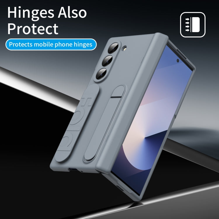 For Samsung Galaxy Z Fold6 5G Bazher Shell Film Integrated Holder Shockproof Phone Case(Grey) - Galaxy Z Fold6 5G Cases by buy2fix | Online Shopping UK | buy2fix