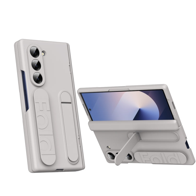 For Samsung Galaxy Z Fold5 5G Bazher Shell Film Integrated Holder Shockproof Phone Case(Titanium original color) - Galaxy Z Fold5 Cases by buy2fix | Online Shopping UK | buy2fix