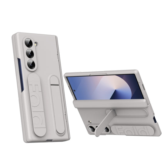 For Samsung Galaxy Z Fold5 5G Bazher Shell Film Integrated Holder Shockproof Phone Case(Titanium original color) - Galaxy Z Fold5 Cases by buy2fix | Online Shopping UK | buy2fix