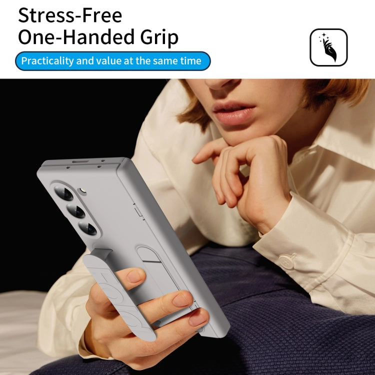 For Samsung Galaxy Z Fold5 5G Bazher Shell Film Integrated Holder Shockproof Phone Case(Titanium original color) - Galaxy Z Fold5 Cases by buy2fix | Online Shopping UK | buy2fix