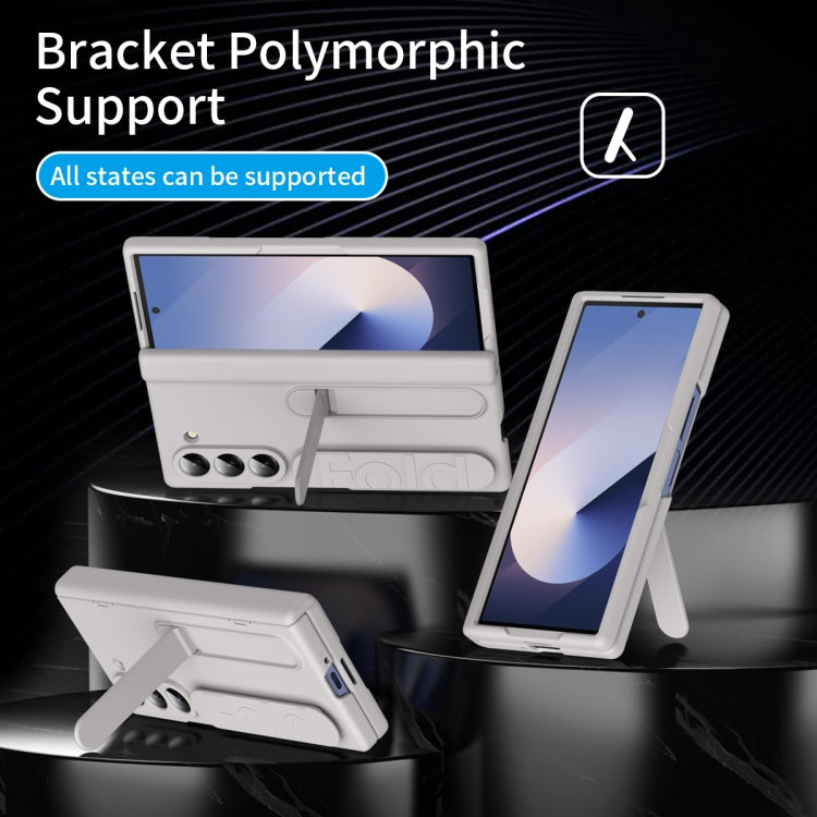 For Samsung Galaxy Z Fold5 5G Bazher Shell Film Integrated Holder Shockproof Phone Case(Titanium original color) - Galaxy Z Fold5 Cases by buy2fix | Online Shopping UK | buy2fix