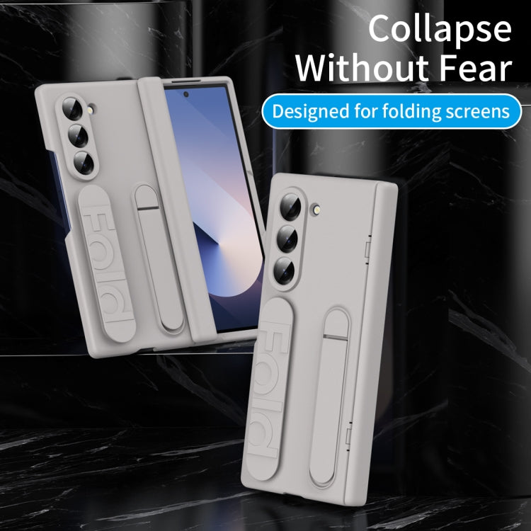 For Samsung Galaxy Z Fold5 5G Bazher Shell Film Integrated Holder Shockproof Phone Case(Titanium original color) - Galaxy Z Fold5 Cases by buy2fix | Online Shopping UK | buy2fix