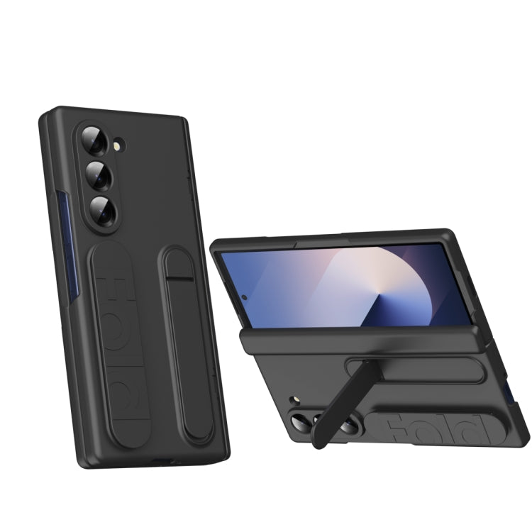For Samsung Galaxy Z Fold5 5G Bazher Shell Film Integrated Holder Shockproof Phone Case(Black) - Galaxy Z Fold5 Cases by buy2fix | Online Shopping UK | buy2fix