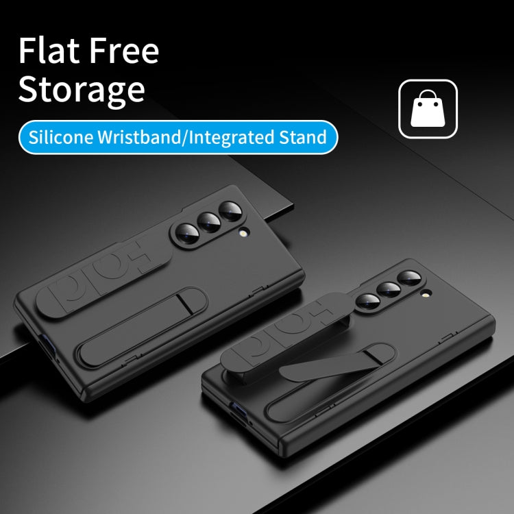 For Samsung Galaxy Z Fold5 5G Bazher Shell Film Integrated Holder Shockproof Phone Case(Black) - Galaxy Z Fold5 Cases by buy2fix | Online Shopping UK | buy2fix