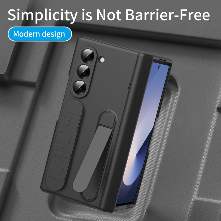 For Samsung Galaxy Z Fold5 5G Bazher Shell Film Integrated Holder Shockproof Phone Case(Black) - Galaxy Z Fold5 Cases by buy2fix | Online Shopping UK | buy2fix