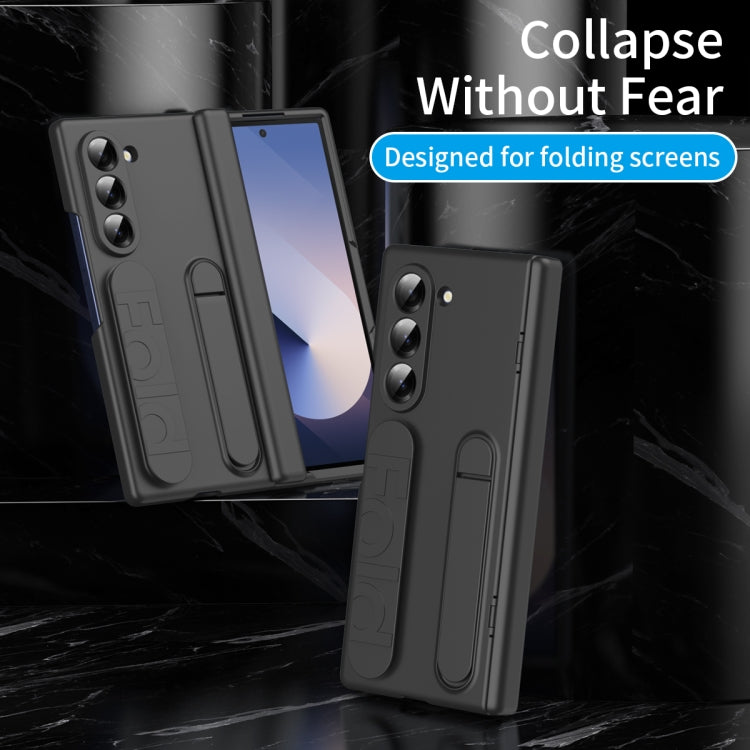 For Samsung Galaxy Z Fold5 5G Bazher Shell Film Integrated Holder Shockproof Phone Case(Black) - Galaxy Z Fold5 Cases by buy2fix | Online Shopping UK | buy2fix