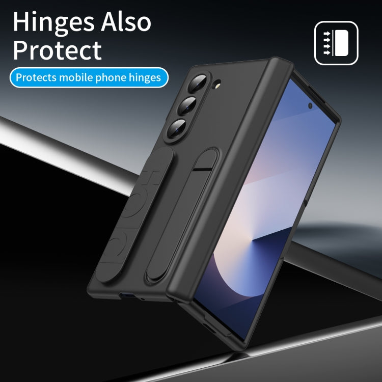 For Samsung Galaxy Z Fold5 5G Bazher Shell Film Integrated Holder Shockproof Phone Case(Black) - Galaxy Z Fold5 Cases by buy2fix | Online Shopping UK | buy2fix