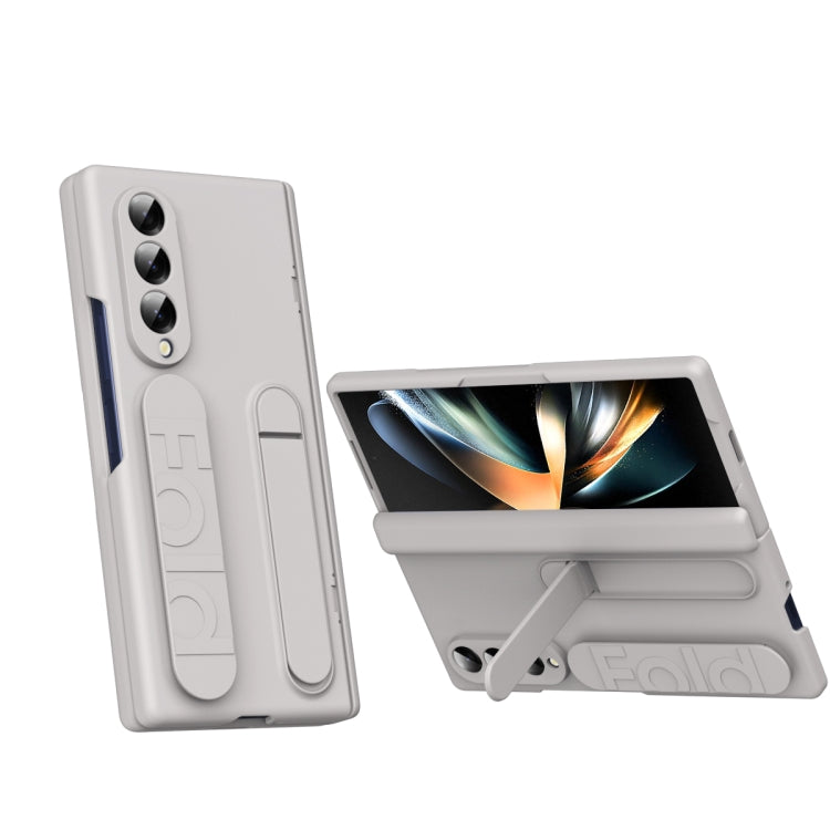 For Samsung Galaxy Z Fold4 Bazher Shell Film Integrated Holder Shockproof Phone Case(Titanium original color) - Galaxy Z Fold4 5G Cases by buy2fix | Online Shopping UK | buy2fix