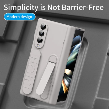 For Samsung Galaxy Z Fold4 Bazher Shell Film Integrated Holder Shockproof Phone Case(Titanium original color) - Galaxy Z Fold4 5G Cases by buy2fix | Online Shopping UK | buy2fix