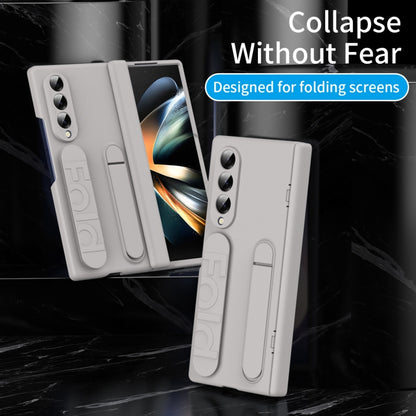 For Samsung Galaxy Z Fold4 Bazher Shell Film Integrated Holder Shockproof Phone Case(Titanium original color) - Galaxy Z Fold4 5G Cases by buy2fix | Online Shopping UK | buy2fix