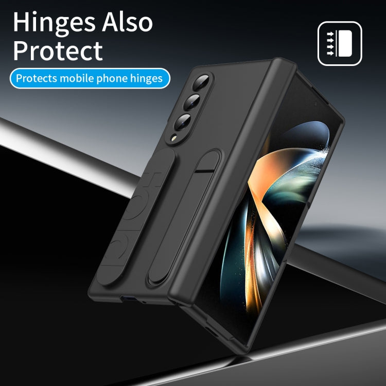 For Samsung Galaxy Z Fold4 Bazher Shell Film Integrated Holder Shockproof Phone Case(Black) - Galaxy Z Fold4 5G Cases by buy2fix | Online Shopping UK | buy2fix