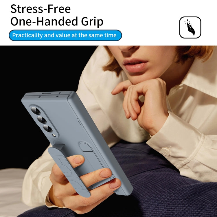 For Samsung Galaxy Z Fold3 5G Bazher Shell Film Integrated Holder Shockproof Phone Case(Grey) - Galaxy Phone Cases by buy2fix | Online Shopping UK | buy2fix