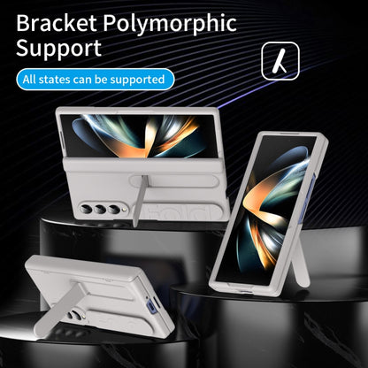 For Samsung Galaxy Z Fold3 5G Bazher Shell Film Integrated Holder Shockproof Phone Case(Titanium original color) - Galaxy Phone Cases by buy2fix | Online Shopping UK | buy2fix