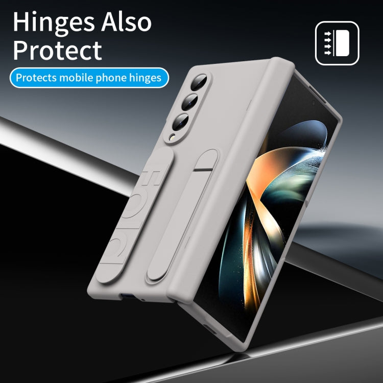 For Samsung Galaxy Z Fold3 5G Bazher Shell Film Integrated Holder Shockproof Phone Case(Titanium original color) - Galaxy Phone Cases by buy2fix | Online Shopping UK | buy2fix