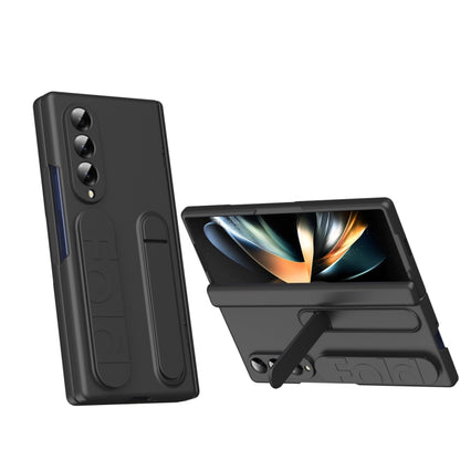 For Samsung Galaxy Z Fold3 5G Bazher Shell Film Integrated Holder Shockproof Phone Case(Black) - Galaxy Phone Cases by buy2fix | Online Shopping UK | buy2fix