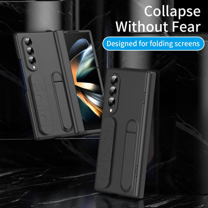 For Samsung Galaxy Z Fold3 5G Bazher Shell Film Integrated Holder Shockproof Phone Case(Black) - Galaxy Phone Cases by buy2fix | Online Shopping UK | buy2fix