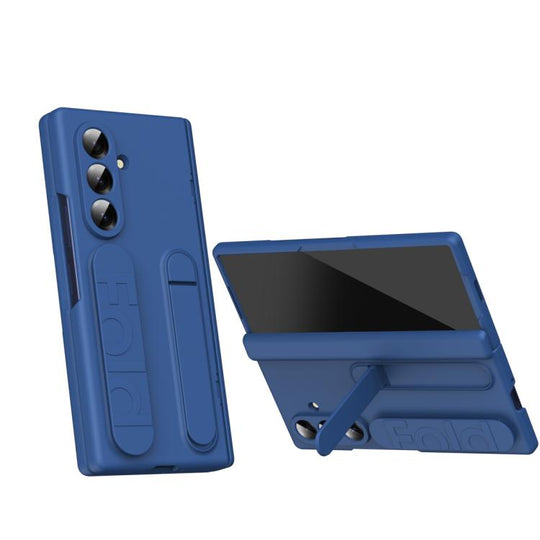 For Galaxy Z Fold8 Ultra 5G Bazher Shell Film Integrated Holder Shockproof Phone Case(Blue)