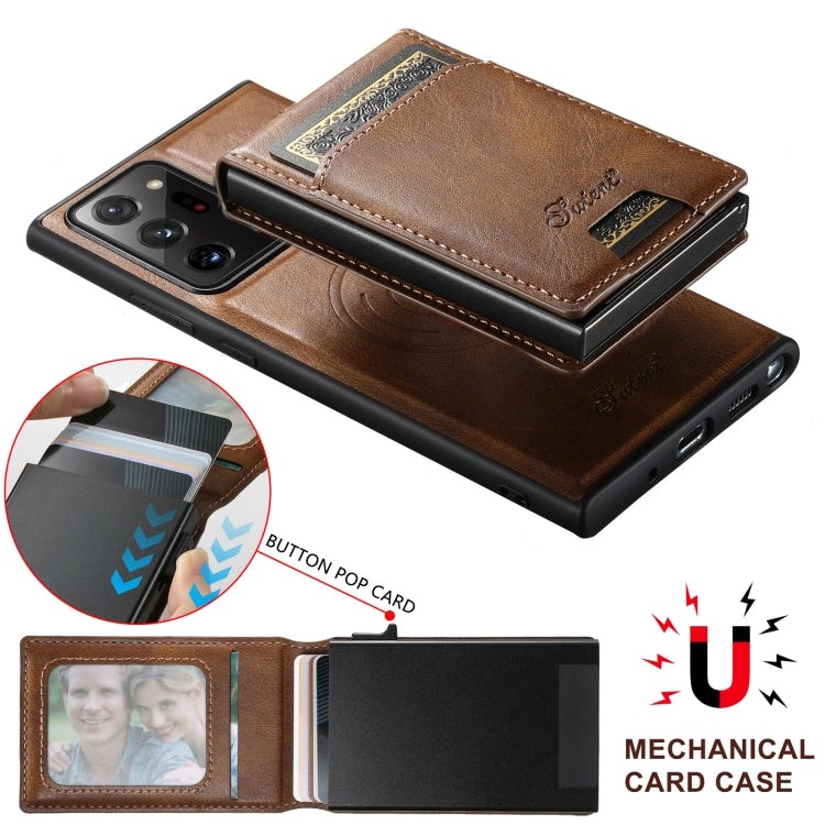 For Samsung Galaxy Note20 5G Suteni H19 Oil Wax 2-in-1 MagSafe Removable Card Box Back Phone Case(Black) - Galaxy Note20 Cases by Suteni | Online Shopping UK | buy2fix
