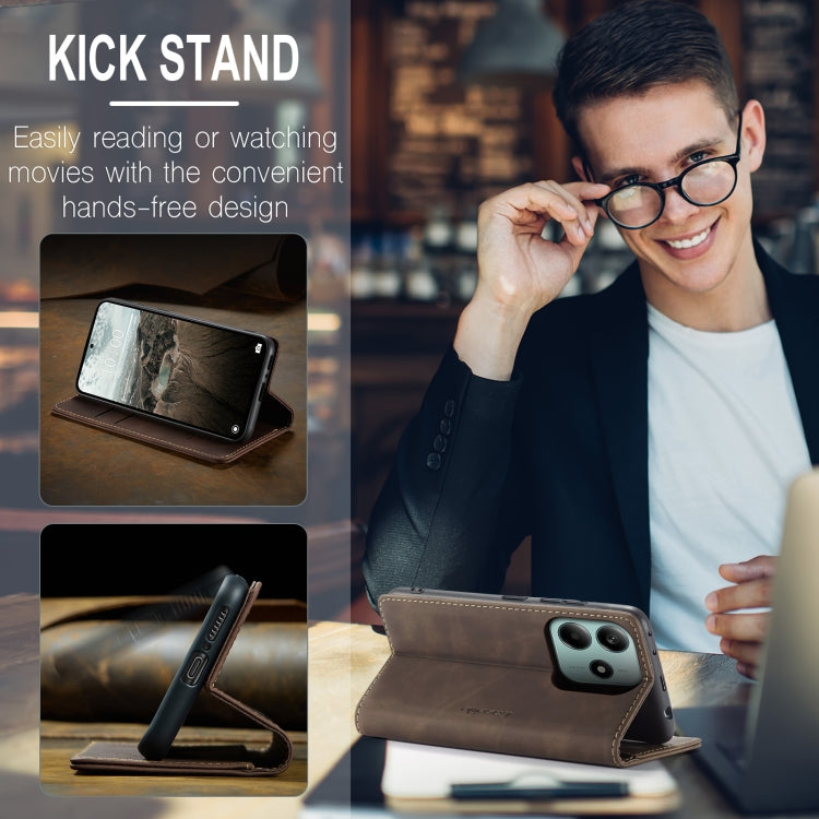 For Redmi Note 14 5G CaseMe 013 Multifunctional Horizontal Flip Leather Phone Case(Coffee) by CaseMe