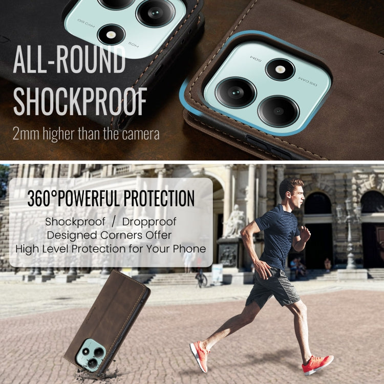 For Redmi Note 14 5G CaseMe 013 Multifunctional Horizontal Flip Leather Phone Case(Coffee) by CaseMe