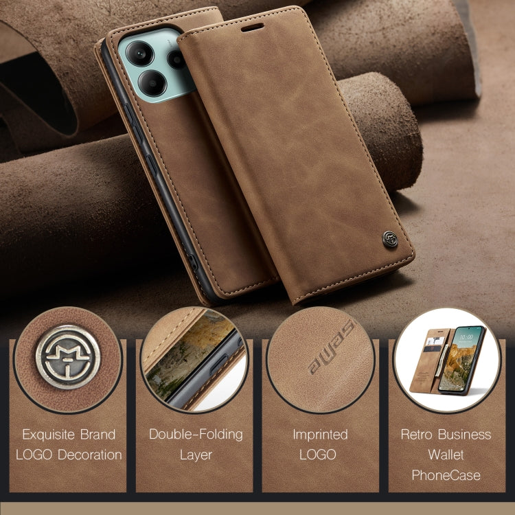For Redmi Note 14 5G CaseMe 013 Multifunctional Horizontal Flip Leather Phone Case(Brown) by CaseMe