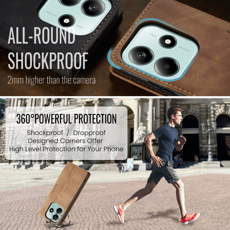 For Redmi Note 14 5G CaseMe 013 Multifunctional Horizontal Flip Leather Phone Case(Brown) by CaseMe