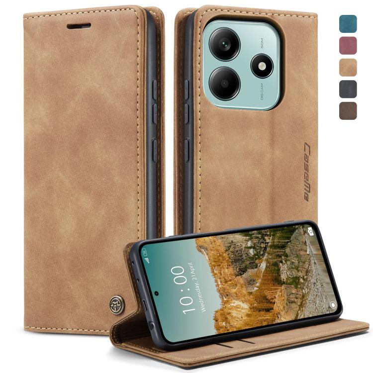 For Redmi Note 14 5G CaseMe 013 Multifunctional Horizontal Flip Leather Phone Case(Brown) by CaseMe
