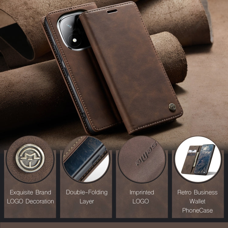 For Redmi Note 14 Pro 5G CaseMe 013 Multifunctional Horizontal Flip Leather Phone Case(Coffee) by CaseMe