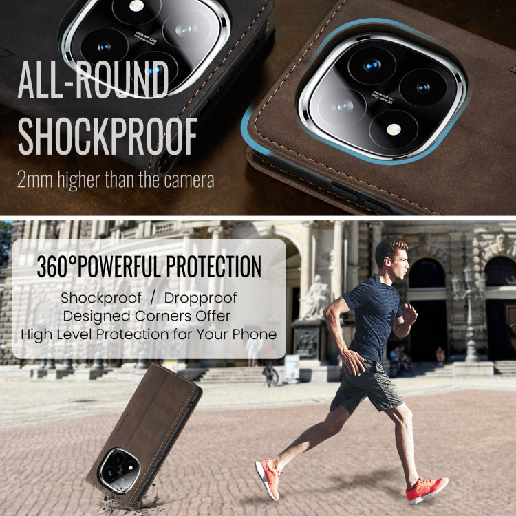 For Redmi Note 14 Pro 5G CaseMe 013 Multifunctional Horizontal Flip Leather Phone Case(Coffee) by CaseMe