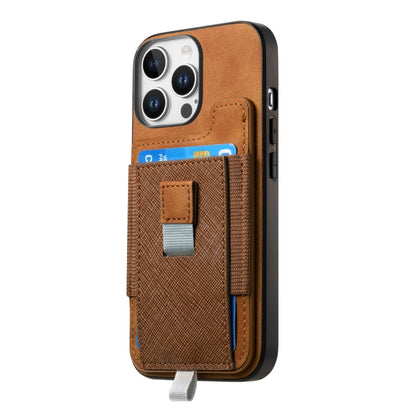 For iPhone 16 Plus Retro Magsafe Cross Leather Pull-Out Card Bag Back Phone Case(Brown) - iPhone 16 Plus Cases by buy2fix | Online Shopping UK | buy2fix