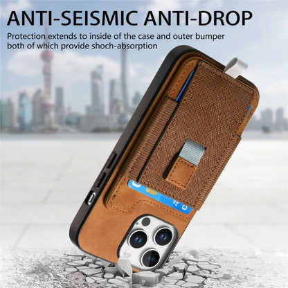 For iPhone 13 Pro Max Retro Magsafe Cross Leather Pull-Out Card Bag Back Phone Case(Brown) - iPhone 13 Pro Max Cases by buy2fix | Online Shopping UK | buy2fix