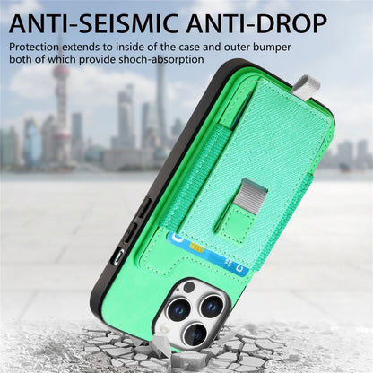 For iPhone 11 Pro Max Retro Magsafe Cross Leather Pull-Out Card Bag Back Phone Case(Green) - iPhone 11 Pro Max Cases by buy2fix | Online Shopping UK | buy2fix