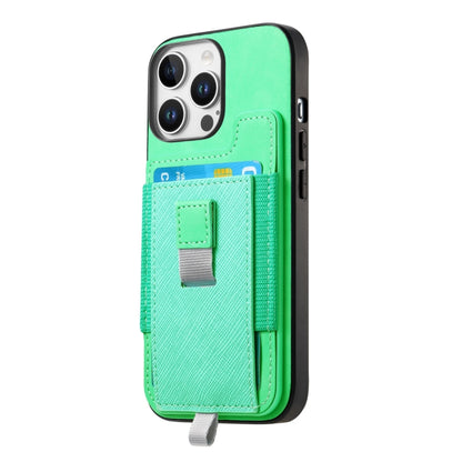 For iPhone 11 Retro Magsafe Cross Leather Pull-Out Card Bag Back Phone Case(Green) - iPhone 11 Cases by buy2fix | Online Shopping UK | buy2fix