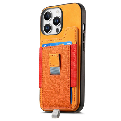 For iPhone 7 / 8 / SE 2022 Retro Magsafe Cross Leather Pull-Out Card Bag Back Phone Case(Yellow) - iPhone SE 2022 / 2020 / 8 / 7 Cases by buy2fix | Online Shopping UK | buy2fix