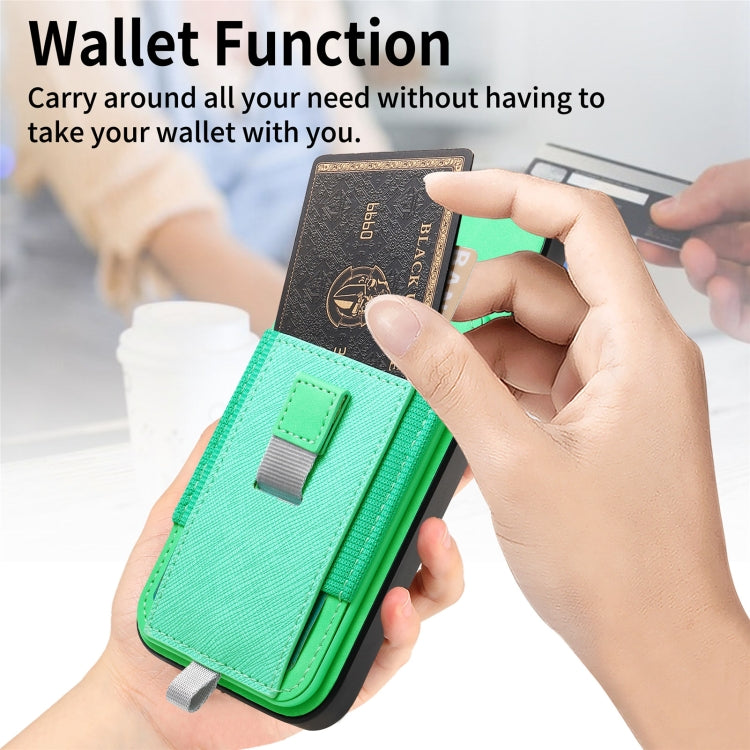 For iPhone 12 / 12 Pro Retro Magsafe Cross Leather Pull-Out Card Bag Back Phone Case(Green) - iPhone 12 / 12 Pro Cases by buy2fix | Online Shopping UK | buy2fix