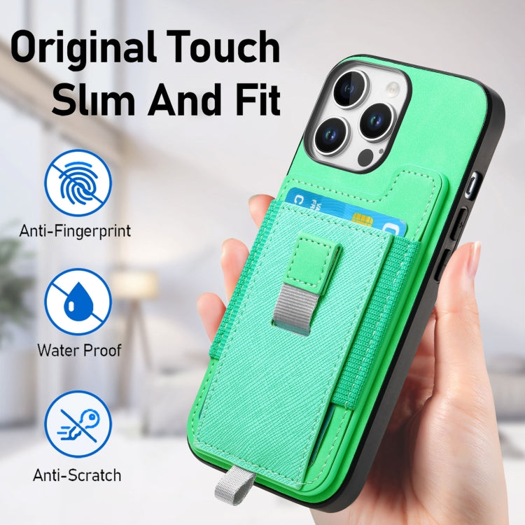 For iPhone X / XS Retro Magsafe Cross Leather Pull-Out Card Bag Back Phone Case(Green) - More iPhone Cases by buy2fix | Online Shopping UK | buy2fix