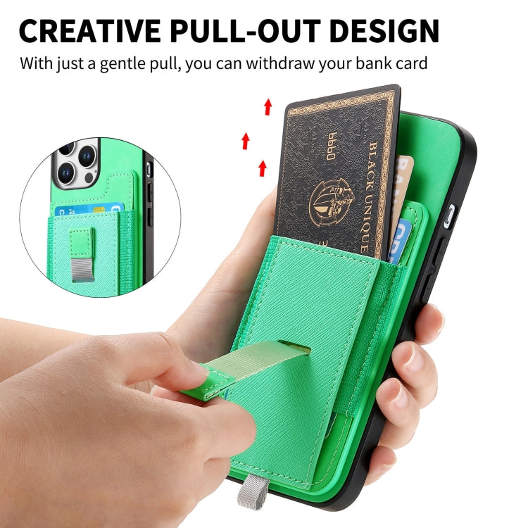For iPhone X / XS Retro Magsafe Cross Leather Pull-Out Card Bag Back Phone Case(Green) - More iPhone Cases by buy2fix | Online Shopping UK | buy2fix