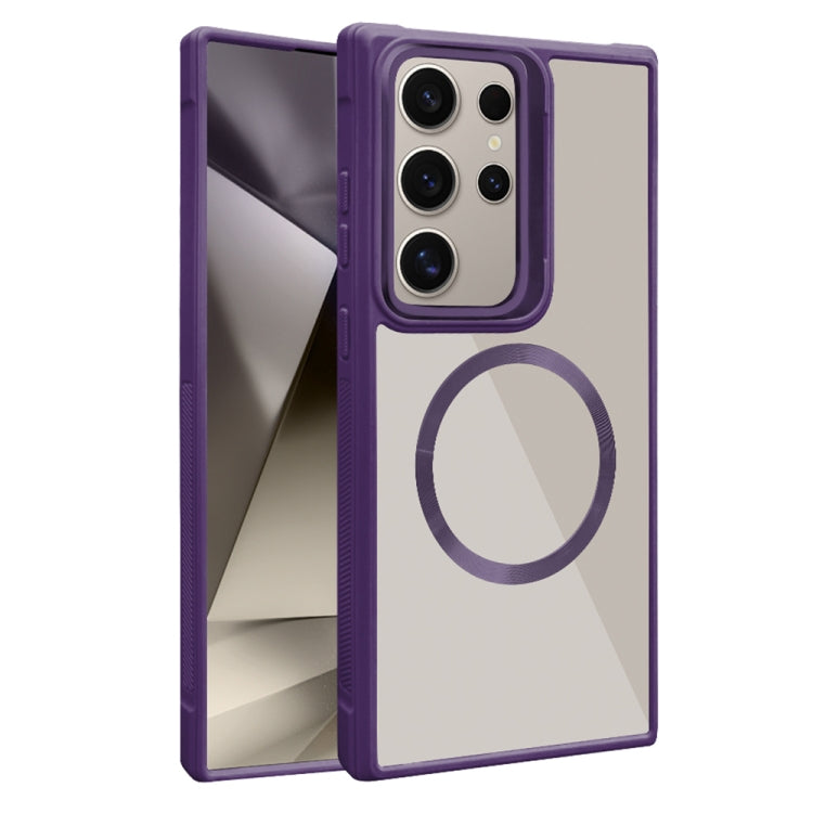 For Samsung Galaxy S25 Ultra 5G Plated CD Texture MagSafe Acrylic Hybrid TPU Phone Case(Purple) by buy2fix