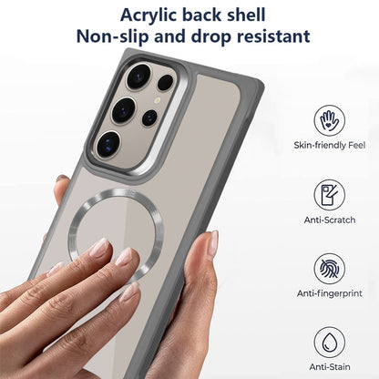 For Samsung Galaxy S25 Ultra 5G Plated CD Texture MagSafe Acrylic Hybrid TPU Phone Case(Purple) by buy2fix