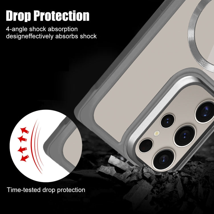 For Samsung Galaxy S25 5G Plated CD Texture MagSafe Acrylic Hybrid TPU Phone Case(Orange) by buy2fix